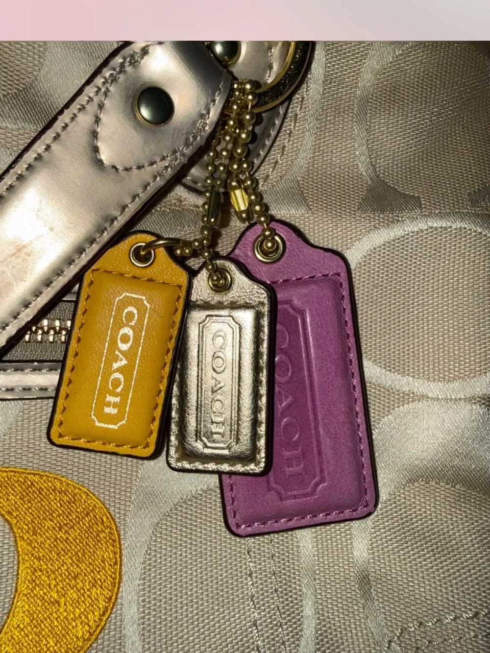 Authentic Coach Signature Canvas Tote with Multicolor C Accents